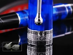 Aurora Optima - Auroloide Blue w/ Chrome Rollerball Pen - AU-975CBA by