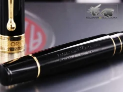 Aurora Optima - Resin Black w/ Gold Plated Trim Rollerball Pen - AU-97