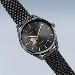 Bering Mens Watch Automatic polished brushed Grey Grey Dial 16743377