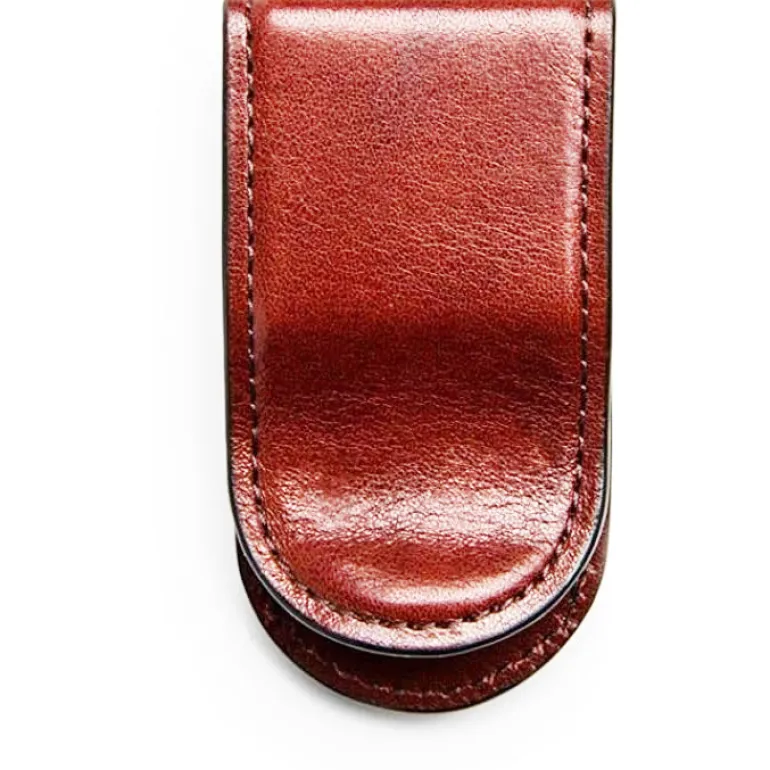Bosca Leather Covered Money Clip Amber | Altman Luggage | Wallet Sale