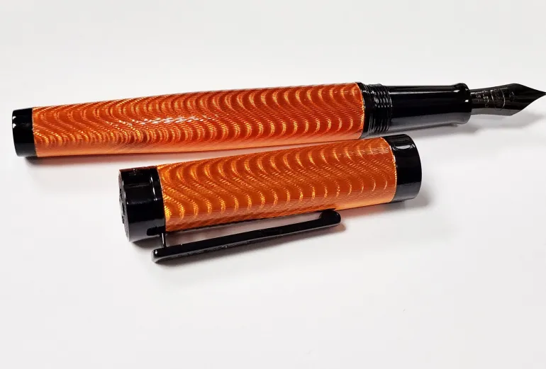 Conklin Herringbone Fountain Pen Orange and Black | Altman Luggage
