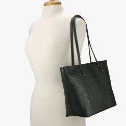 GiGi New York ZIP TAYLOR TOTE Embossed Python Leather