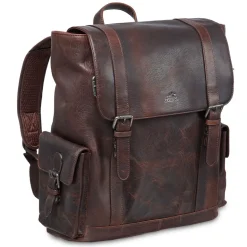 Mancini Leather Backpack for 15'' Laptop, 12.75" x 5.25" x 14.5", Brow