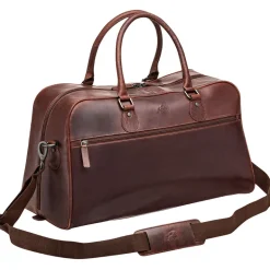 Mancini Leather Classic Duffle Bag, 21.5" x 11" x 14", Brown