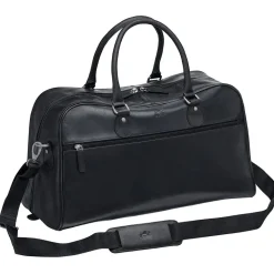 Mancini Leather Classic Duffle Bag, 21.5" x 11" x 14", Black