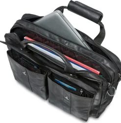 Mancini Leather Double Compartment Briefcase for 15.6