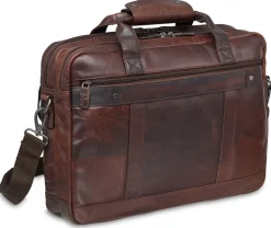 Mancini Leather Double Compartment Briefcase for 15.6