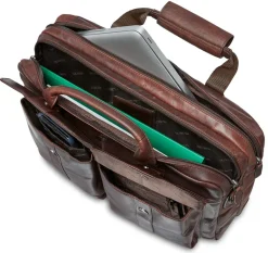 Mancini Leather Double Compartment Briefcase for 15.6