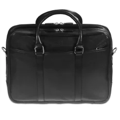 Mancini Leather Double Compartment Zippered Briefcase for 15.6" Laptop
