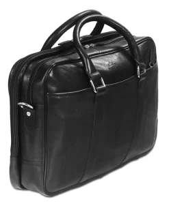 Mancini Leather Double Compartment Zippered Briefcase for 15.6" Laptop
