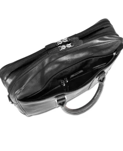 Mancini Leather Double Compartment Zippered Briefcase for 15.6