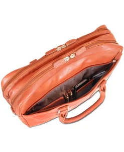 Mancini Leather Double Compartment Zippered Briefcase for 15.6
