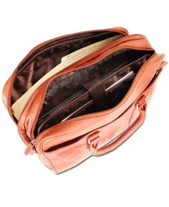 Mancini Leather Double Compartment Zippered Briefcase for 15.6