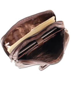 Mancini Leather Double Compartment Zippered Briefcase for 15.6