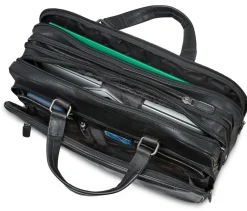 Mancini Leather Expandable Double Compartment Briefcase for 15.6'' Lap