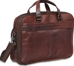 Mancini Leather Expandable Double Compartment Briefcase for 15.6'' Lap