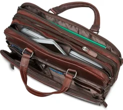 Mancini Leather Expandable Double Compartment Briefcase for 15.6'' Lap