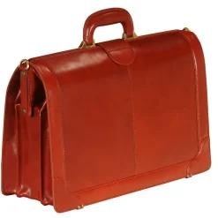 Mancini Leather Laptop Compatible Litigator Briefcase Brown