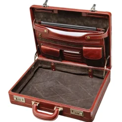 Mancini Leather Luxurious Italian Leather Expandable Attache Case Brow