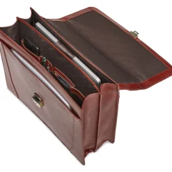 Mancini Leather Signature Double Compartment Briefcase Brown 95898