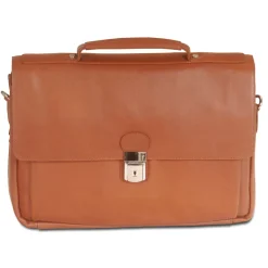 Mancini Leather Triple Compartment Flap Briefcase for 15" Laptop / Tab