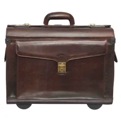 Mancini Leather Vanizia Deluxe Wheeled Catalog Case Brown