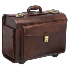 Mancini Leather Vanizia Deluxe Wheeled Catalog Case Brown