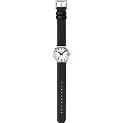 Mondaine CLASSIC BLACK VEGAN GRAPE LEATHER 30 MM | Altman Luggage