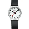 Mondaine CLASSIC BRUSHED CASE BLACK VEGAN GRAPE LEATHER A6603031416SBBV