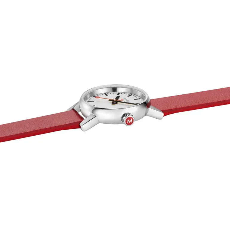 Mondaine EVO2 26 MM Watch, RED VEGAN GRAPE LEATHER | Altman Luggage