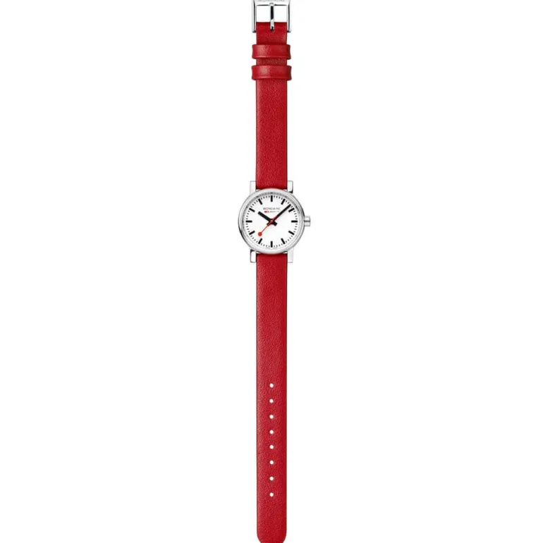 Mondaine EVO2 26 MM Watch, RED VEGAN GRAPE LEATHER | Altman Luggage