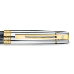 Sheaffer 300 ENGRAVED MATT BLACK BARREL AND SHINY CHROME GOLD TRIM RB