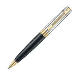 Sheaffer 300 ENGRAVED MATT BLACK BARREL AND SHINY CHROME CAP PVD GOLD TRIMS BP