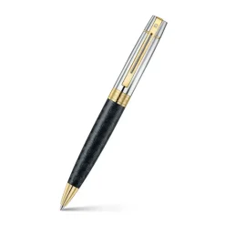 Sheaffer 300 ENGRAVED MATT BLACK BARREL AND SHINY CHROME CAP PVD GOLD TRIMS BP