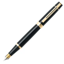 Sheaffer 300 Glossy Black Fountain Pen With Gold Trims