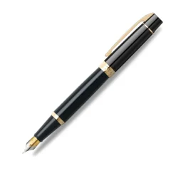 Sheaffer 300 Glossy Black Fountain Pen With Gold Trims