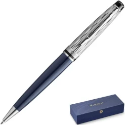 Waterman Expert Special Edition Deluxe Blue Chrome Trim Ballpoint Pen